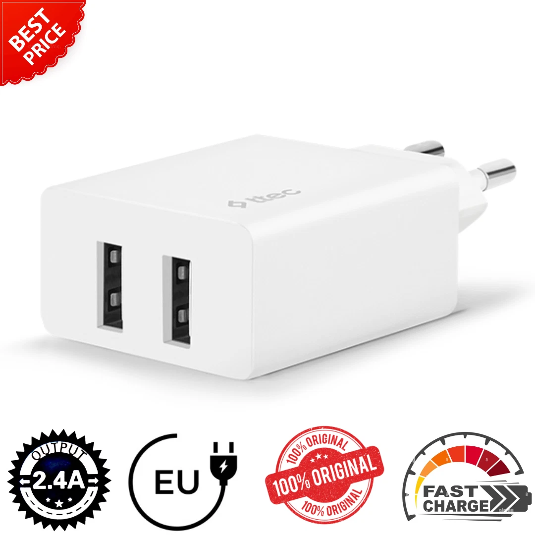 EU 2 Pin Plug Dual USB ,EU Plug Adapter ,Travel Charger